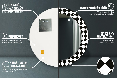 Dekorativ rund spegel Schackbord