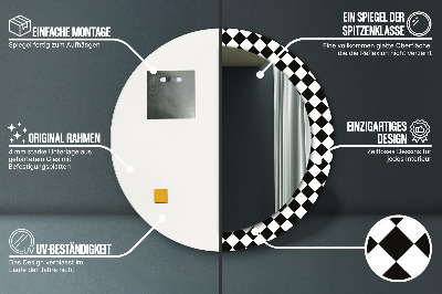 Dekorativ rund spegel Schackbord