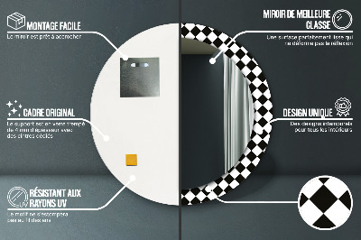 Dekorativ rund spegel Schackbord