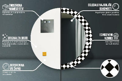 Dekorativ rund spegel Schackbord