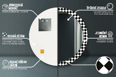 Dekorativ rund spegel Schackbord