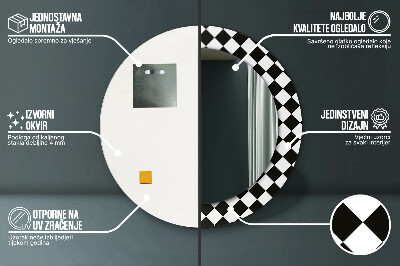 Dekorativ rund spegel Schackbord