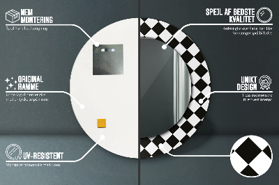 Dekorativ rund spegel Schackbord