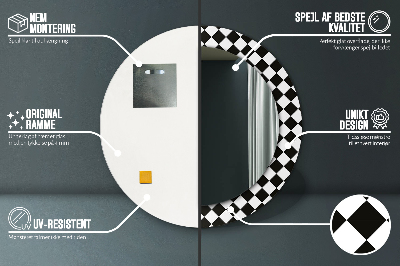 Dekorativ rund spegel Schackbord