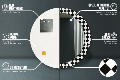Dekorativ rund spegel Schackbord