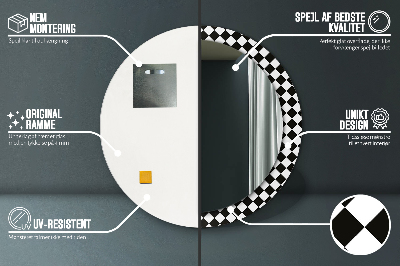 Dekorativ rund spegel Schackbord