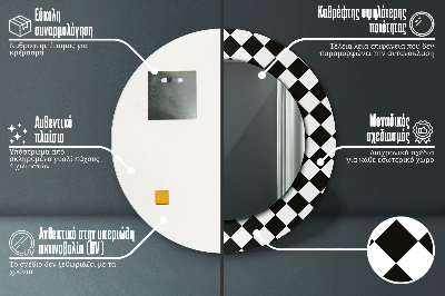Dekorativ rund spegel Schackbord