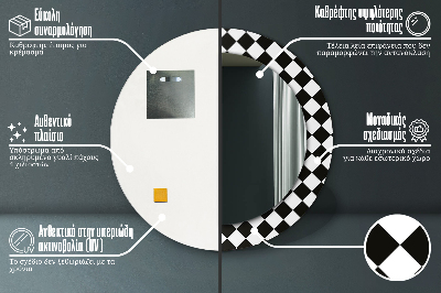 Dekorativ rund spegel Schackbord