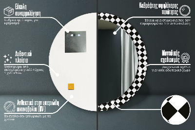 Dekorativ rund spegel Schackbord