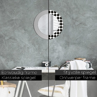 Dekorativ rund spegel Schackbord