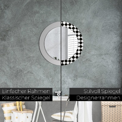 Dekorativ rund spegel Schackbord