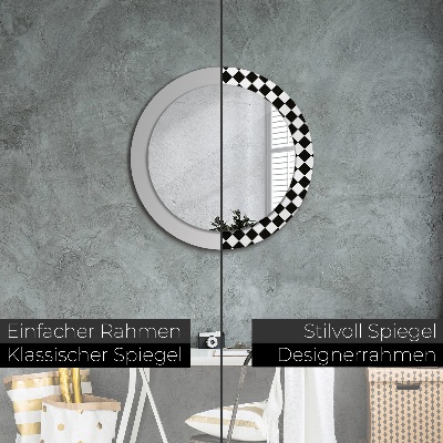 Dekorativ rund spegel Schackbord