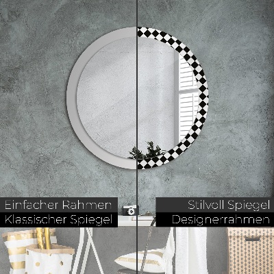 Dekorativ rund spegel Schackbord