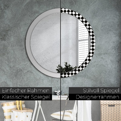 Dekorativ rund spegel Schackbord