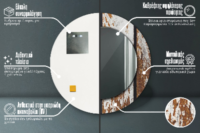 Dekorativ rund spegel Vintage mörkt trä