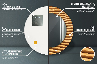 Dekorativ rund spegel Trävåg