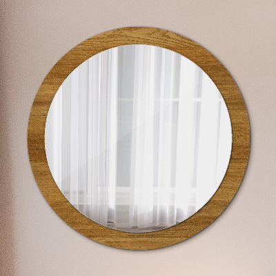Dekorativ rund spegel Rustik ek