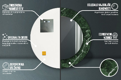 Dekorativ rund spegel Grön marmor