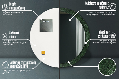 Dekorativ rund spegel Grön marmor