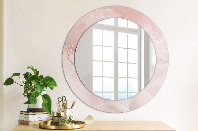 Dekorativ rund spegel Rosa sten