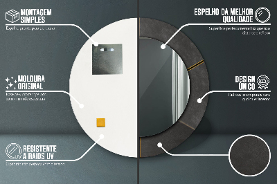 Dekorativ rund spegel Grå trianglar