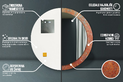 Dekorativ rund spegel Rost metall