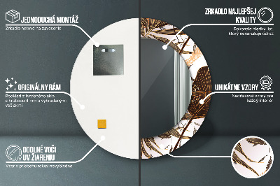 Dekorativ rund spegel med tryck Palmblad