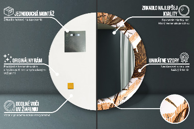 Dekorativ rund spegel med tryck Palmblad