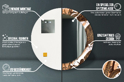 Dekorativ rund spegel med tryck Palmblad