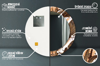 Dekorativ rund spegel med tryck Palmblad