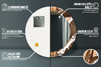 Dekorativ rund spegel med tryck Palmblad