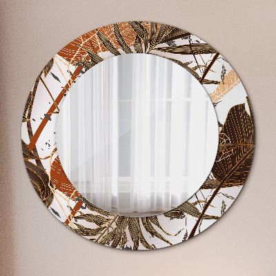Dekorativ rund spegel med tryck Palmblad