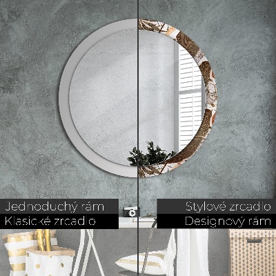 Dekorativ rund spegel med tryck Palmblad