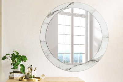 Dekorativ rund spegel Vit marmor