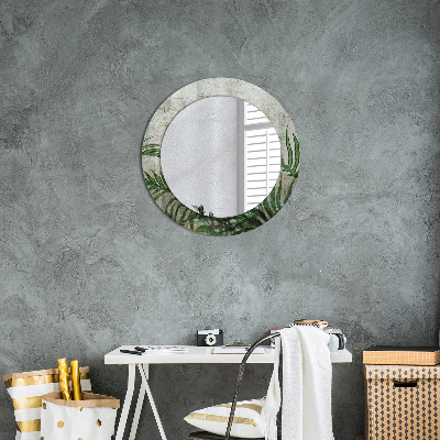 Dekorativ rund spegel Ormbunksblad