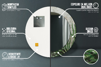 Dekorativ rund spegel Ormbunksblad
