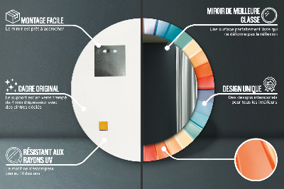 Dekorativ rund spegel med tryck Radiella koncentriska ränder