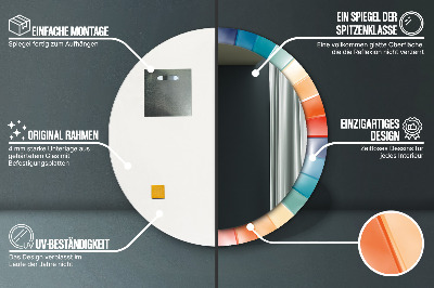 Dekorativ rund spegel med tryck Radiella koncentriska ränder
