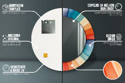 Dekorativ rund spegel med tryck Radiella koncentriska ränder