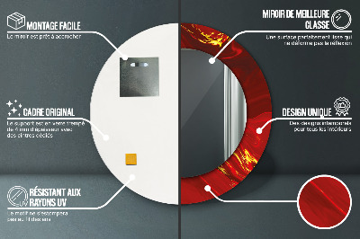 Dekorativ rund spegel Röd marmor