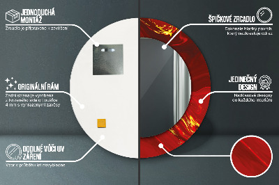 Dekorativ rund spegel Röd marmor