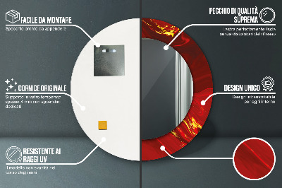 Dekorativ rund spegel Röd marmor