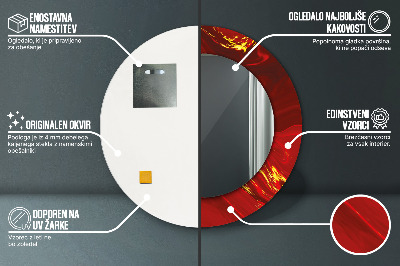 Dekorativ rund spegel Röd marmor