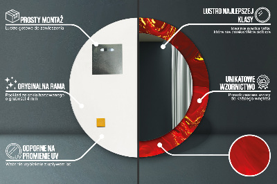 Dekorativ rund spegel Röd marmor