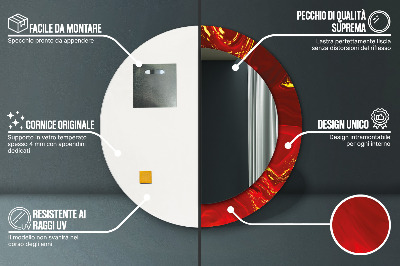 Dekorativ rund spegel Röd marmor