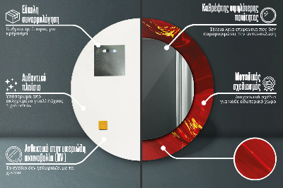 Dekorativ rund spegel Röd marmor