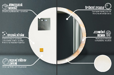 Dekorativ rund spegel med tryck Onyx marmor