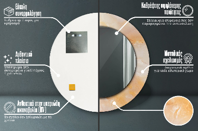 Dekorativ rund spegel med tryck Onyx marmor