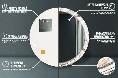 Dekorativ rund spegel med tryck Ljus marmor