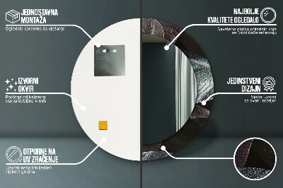 Dekorativ rund spegel Mörka tropiska löv